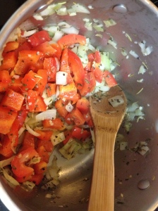 1. Saute yummy vegetables and spices together in olive oil.
