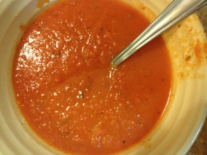 3. Simmer, blend with handheld blender, and serve with grilled cheese!